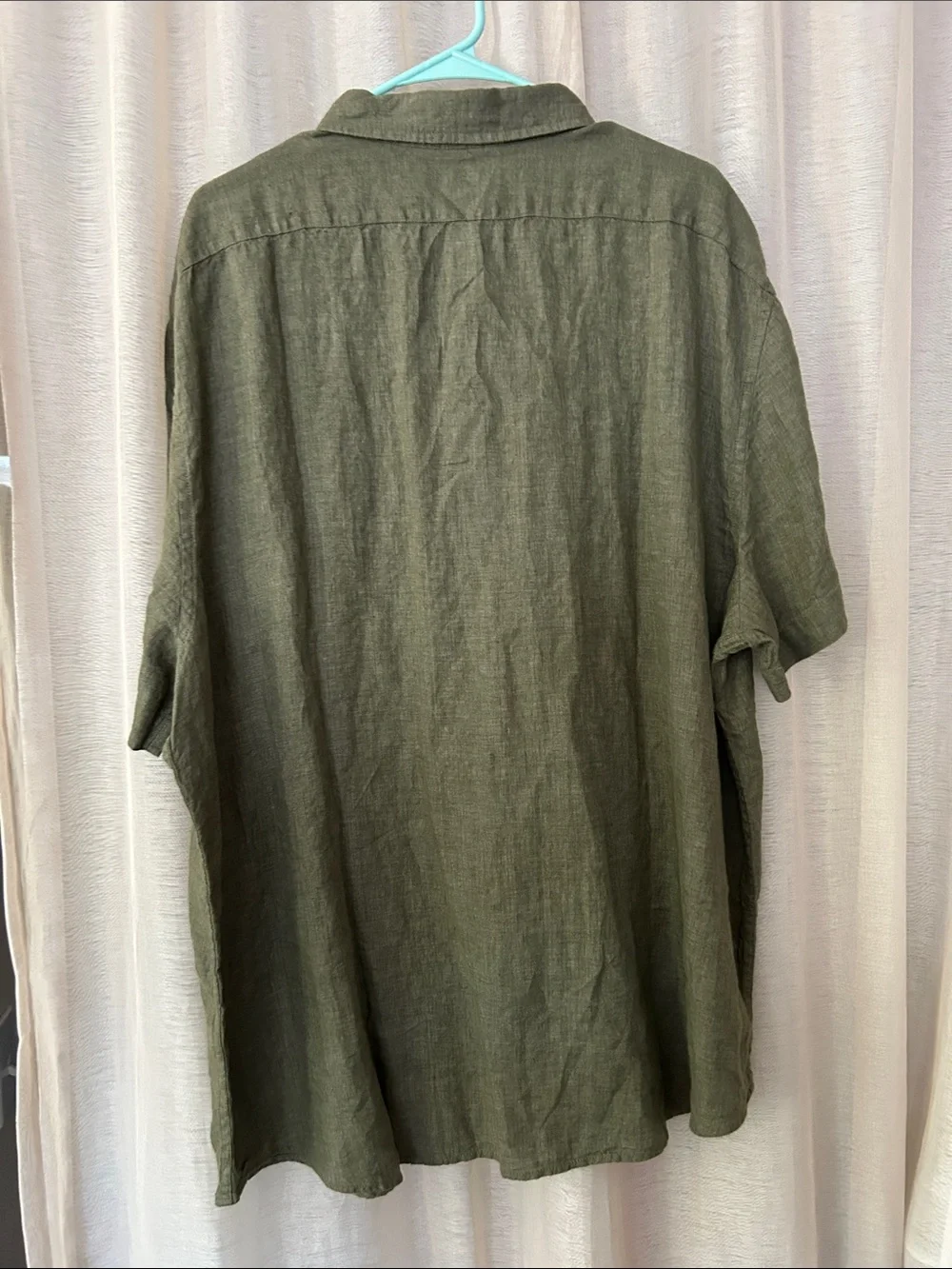 Moss green linen button down shirt, xxl